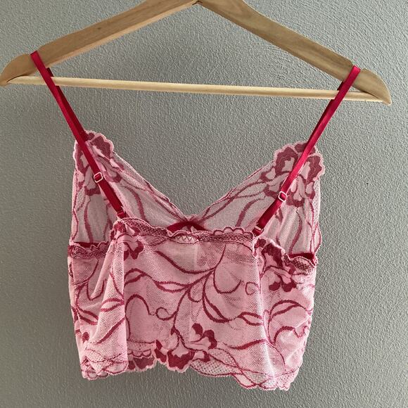 Vintage DKNY Lace Crop Cami Bralette Top Y2K Pink Medium - Picture 8 of 8